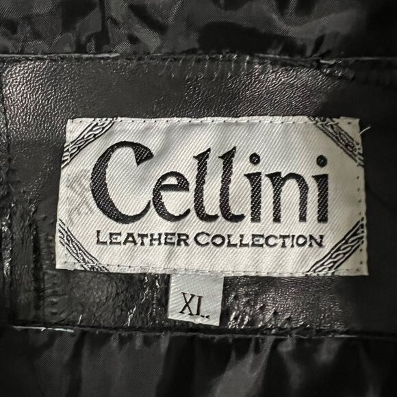 Vintage Cellini Long Full Grain Black Patchwork Leather Matrix Jacket Size XL - Picture 13 of 13
